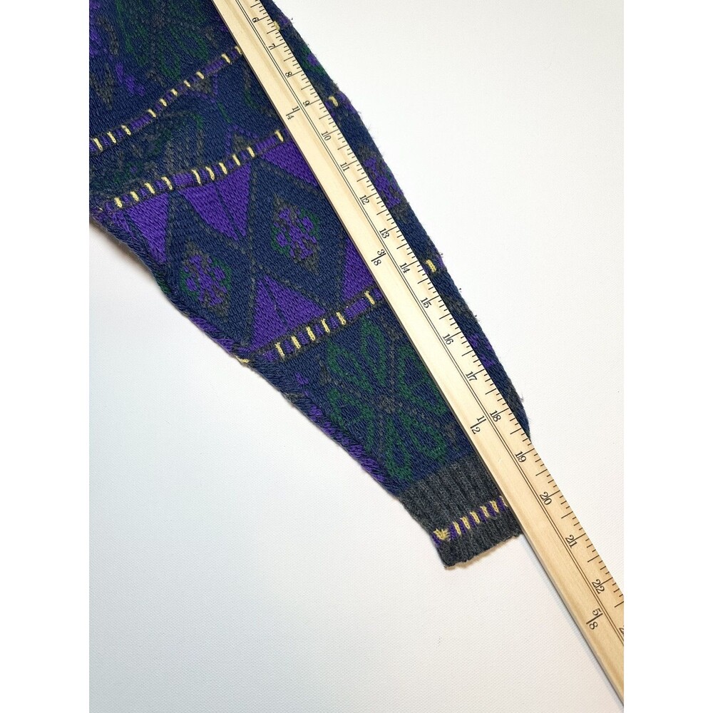 VTG 80'S/90's Cadet Boys Club‎ Sweater Purple Green Boys Made in USA XL 18 - Picture 10 of 10